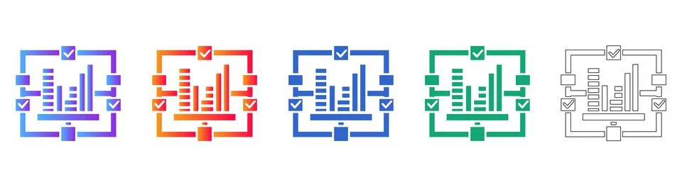 Data Integration Workflow Icons 库存插图