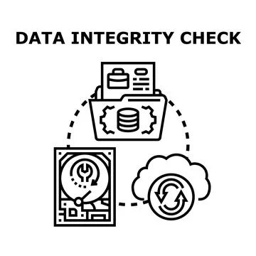Data integrity check concept illustrating information security Stock Illustration