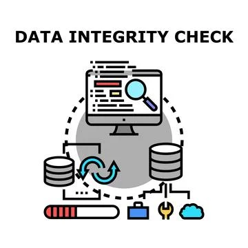 Data integrity checking process with database analysis Stock Illustration