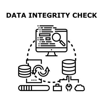 Data integrity checking process with database analysis Stockillustratie