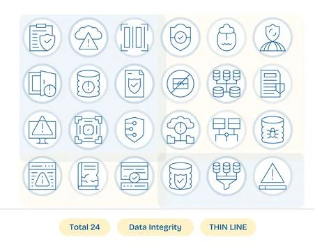 Data Integrity Comprehensive Vector Bundle with 24 PIXEL Perfect Thin Line .. 스톡 일러스트