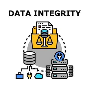 Data integrity concept illustrating secure and compliant information manageme Stock Illustration