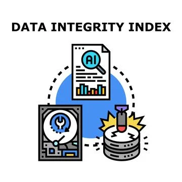 Data integrity index evaluating information security and database processing Illustrazione stock