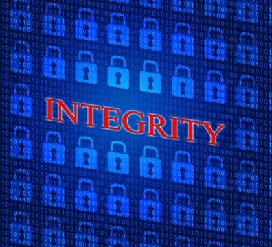 Data integrity indicating ethical reliable and uprightness Stock Illustration