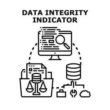 Data integrity indicator illustrating information trust and security 库存插图