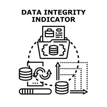 Data integrity indicator illustrating processing and validation concept 库存插图