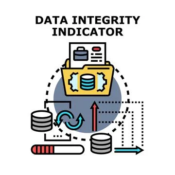 Data integrity indicator illustrating processing and validation concept Stock Illustration