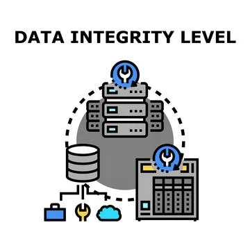 Data integrity level processing information technology concept Illustrazione stock