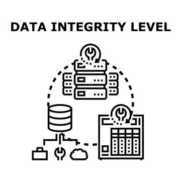 Data integrity level processing information technology concept Stock Illustration