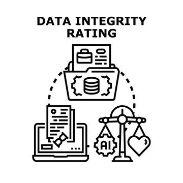 Data integrity rating analyzing information quality security Stock Illustration