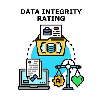 Data integrity rating analyzing information quality security Stockillustratie