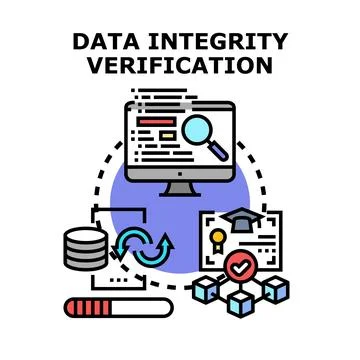 Data integrity verification concept displaying security process Stock Illustration