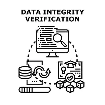 Data integrity verification concept displaying security process Stock Illustration