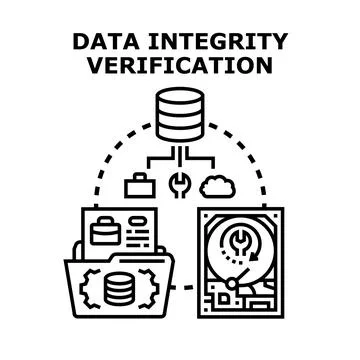 Data integrity verification process with database management tools Stock Illustration