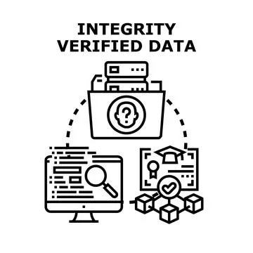 Data integrity verification process with digital certification blockchain Illustrazione stock