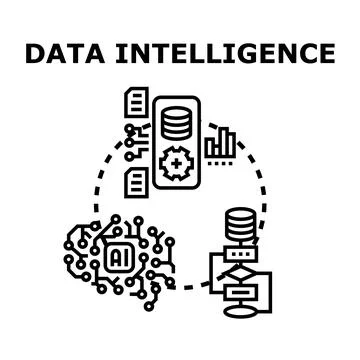 Data intelligence concept collecting and analyzing information Illustration