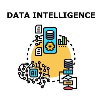 Data intelligence concept collecting and analyzing information Illustration