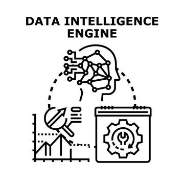 Data intelligence engine analyzing and processing information 스톡 일러스트