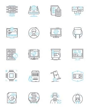 Data intelligence linear icons set. Analytics, Insights, Predictions, Trends 스톡 일러스트