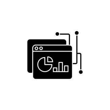 Data intelligence platform black glyph icon Stock Illustration