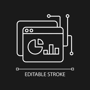 Data intelligence platform white linear icon for dark theme 스톡 일러스트