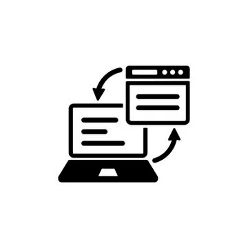 Data interchange icon or Laptop, desktop with web site on isolated background Stock Illustration