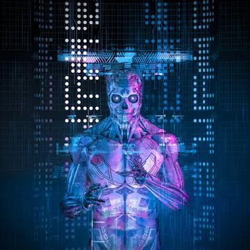 Data interface cyborg Stock Illustration