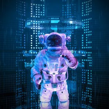 Data interface explorer astronaut Stock Illustration
