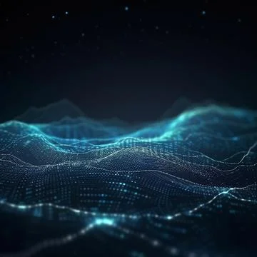 Data, internet and futuristic background wave, with blue connection, abstract Stock Illustration