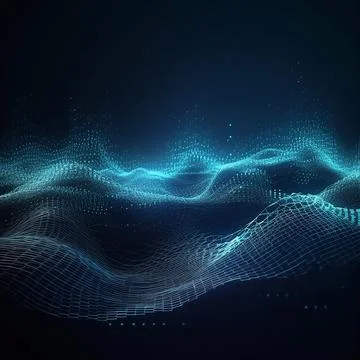 Data, internet and futuristic background wave, with blue connection, abstract Stock Illustration