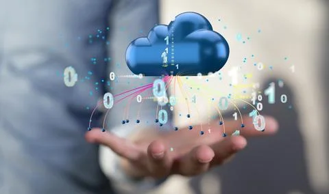 The data Internet infrastructure concept. Abstract technology background. 3D  Stock Photos