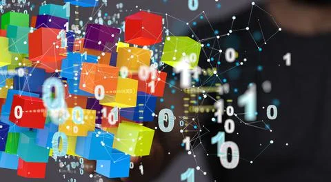 A data Internet infrastructure concept. Abstract technology background. 3D re Foto stock