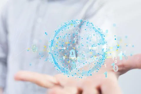 A data Internet infrastructure concept. Abstract technology background. 3D re Stockfoto's