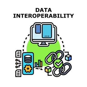 Data interoperability connecting different devices and systems Stock Illustration