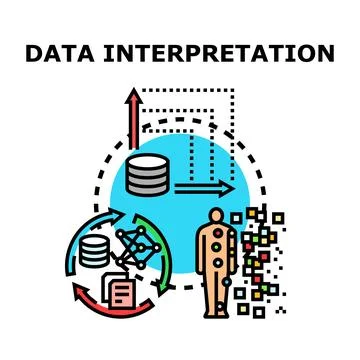 Data interpretation process with analysis and visualization Stock Illustration