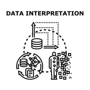 Data interpretation process with analysis and visualization Stock Illustration