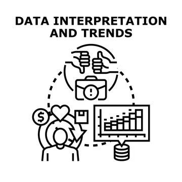 Data interpretation process with business analysis and trends Stock Illustration