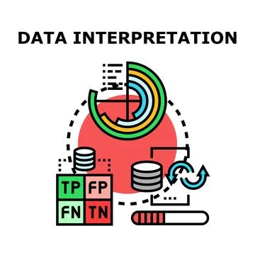 Data interpretation process for machine learning analysis Stock Illustration