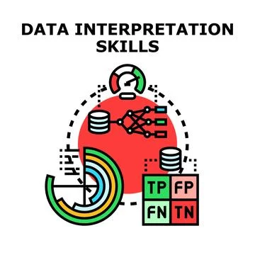 Data interpretation skills illustrating analysis and evaluation concept Stock Illustration