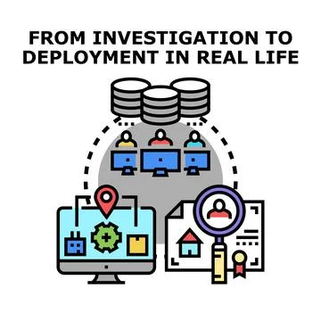Data investigation and analysis leading to real life deployment Stock Illustration
