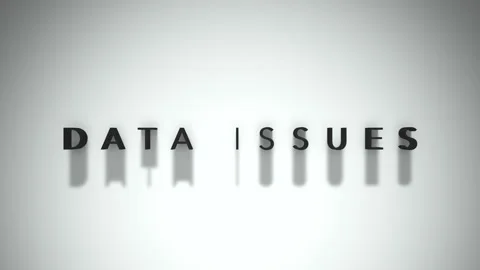 Data Issues 3D title animation matte black text on a white background Stock Footage 300716457