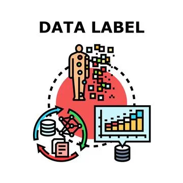 Data labeling process facilitating machine learning development Stock Illustration