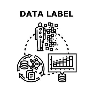 Data labeling process facilitating machine learning development Stock Illustration