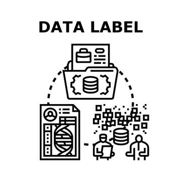 Data labeling process for machine learning analysis Stock Illustration
