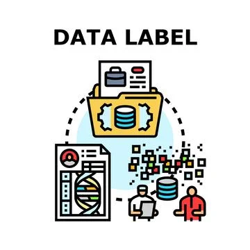Data labeling process for machine learning analysis Stock Illustration