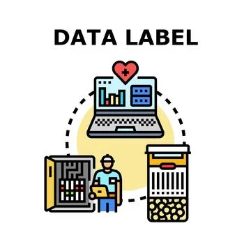 Data labeling process for machine learning analysis Stock Illustration