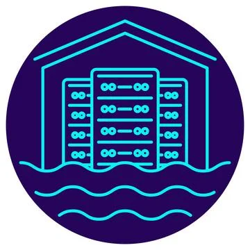 Data Lake and Data Warehouse Icon. Minimalistic neon outline Stock Illustration