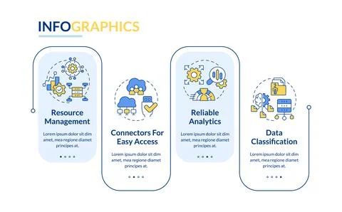 Data lake architecture blue rectangle infographic template Stock Illustration