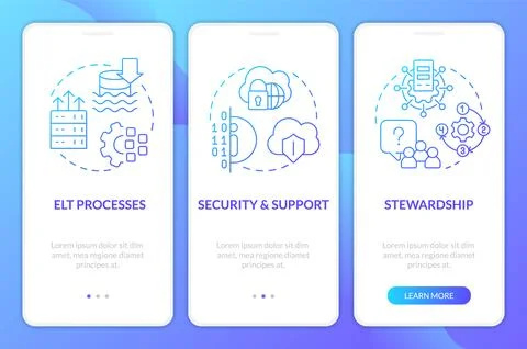 Data lake architecture components blue gradient mobile app screen Stockillustratie