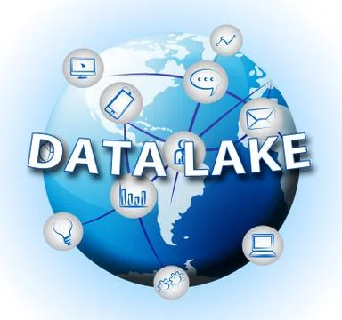 Data Lake Digital Datacenter Cloud 3d Illustration Stock Illustration